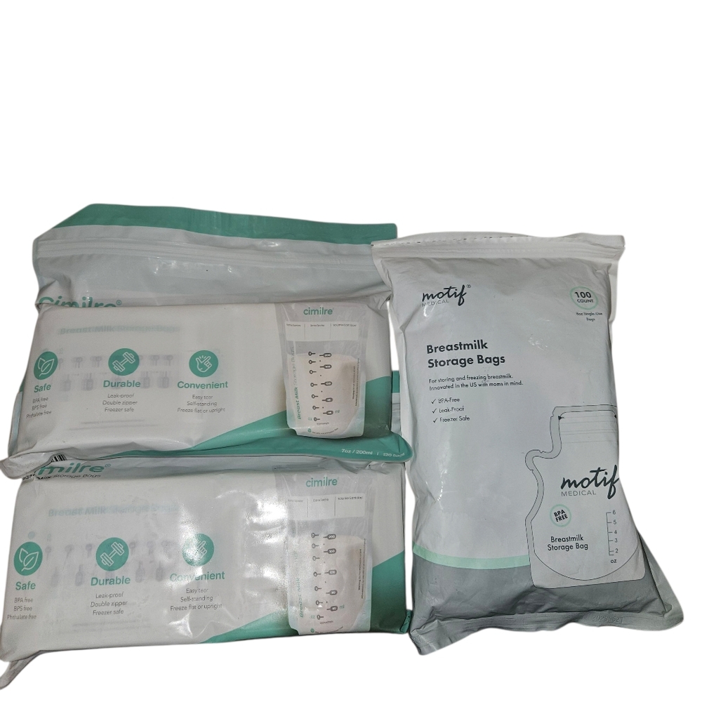 3 BN Packs Motif and Cimilre 240 Breastmilk Storage Bags Total Breastfeeding